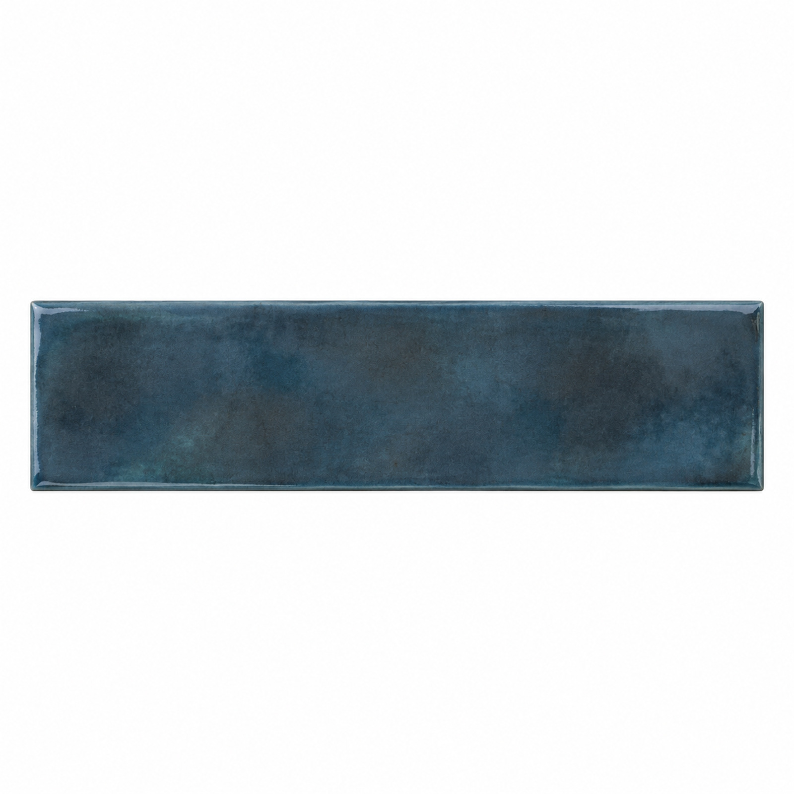 Cifre Opal Marine glanstegel van 7,5 × 30 cm op wit, met rechte randen en rokerige blauwgrijze kleurnuances in het glazuur.