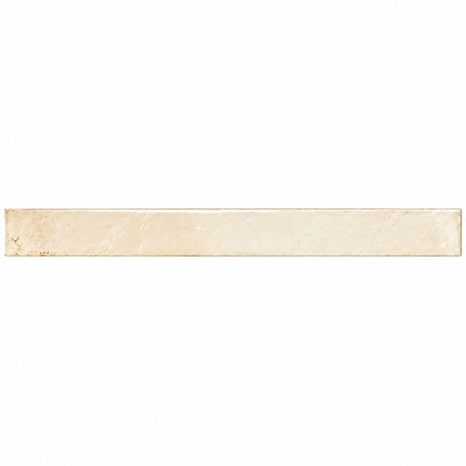 Cifre Genesi Ivory glans 4,8 × 45 cm recht van boven op wit, met een smalle langwerpige vorm, crème-ivoortinten, fijne spikkels en zachte glansreflecties.