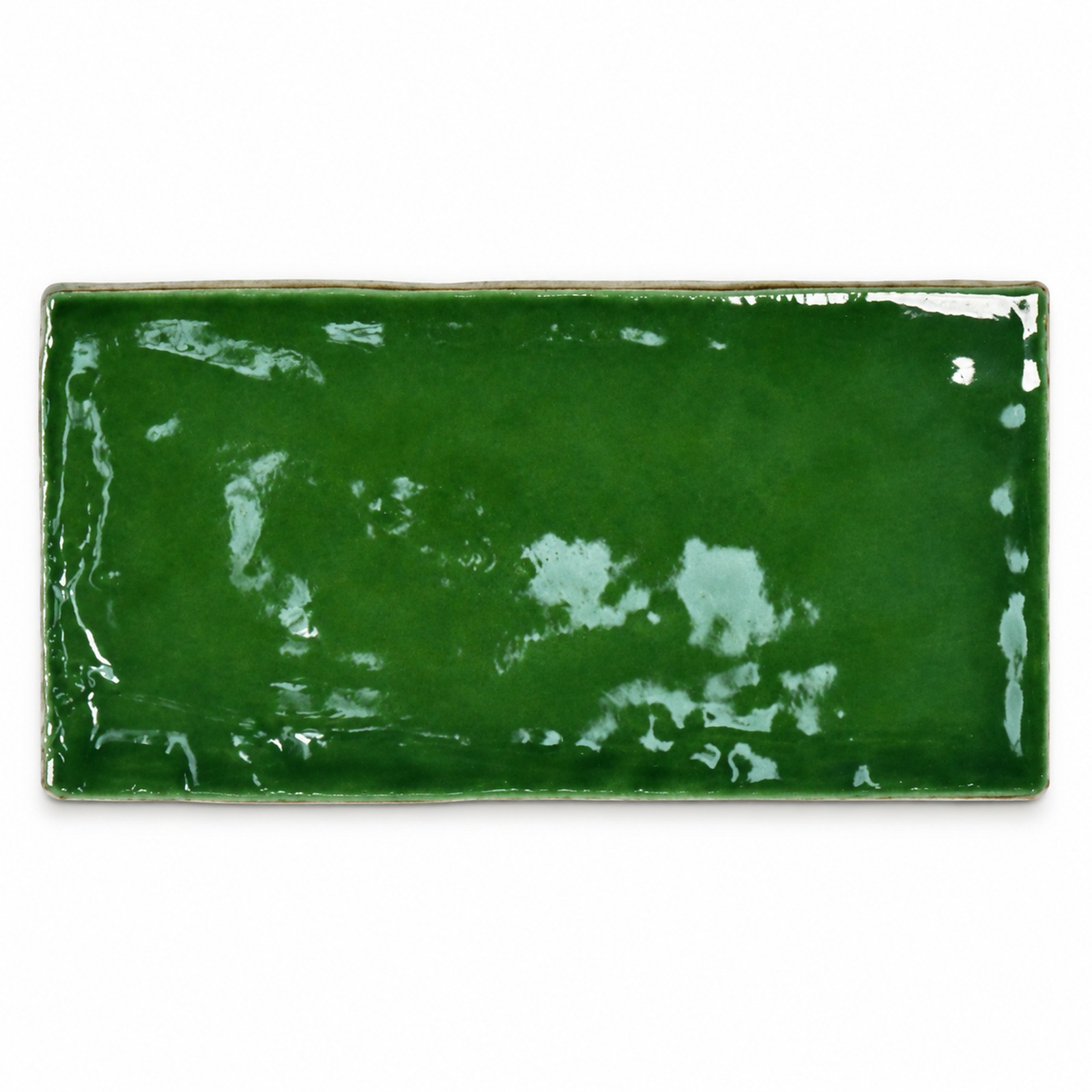 Life Fashion Emerald wandtegel van 7,5x15 cm met een glanzende groene afwerking op een witte achtergrond.